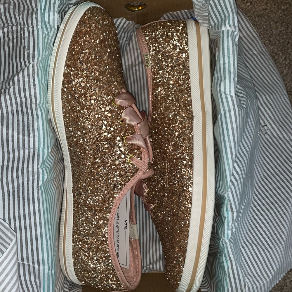 Kate spade rose gold sequin keds